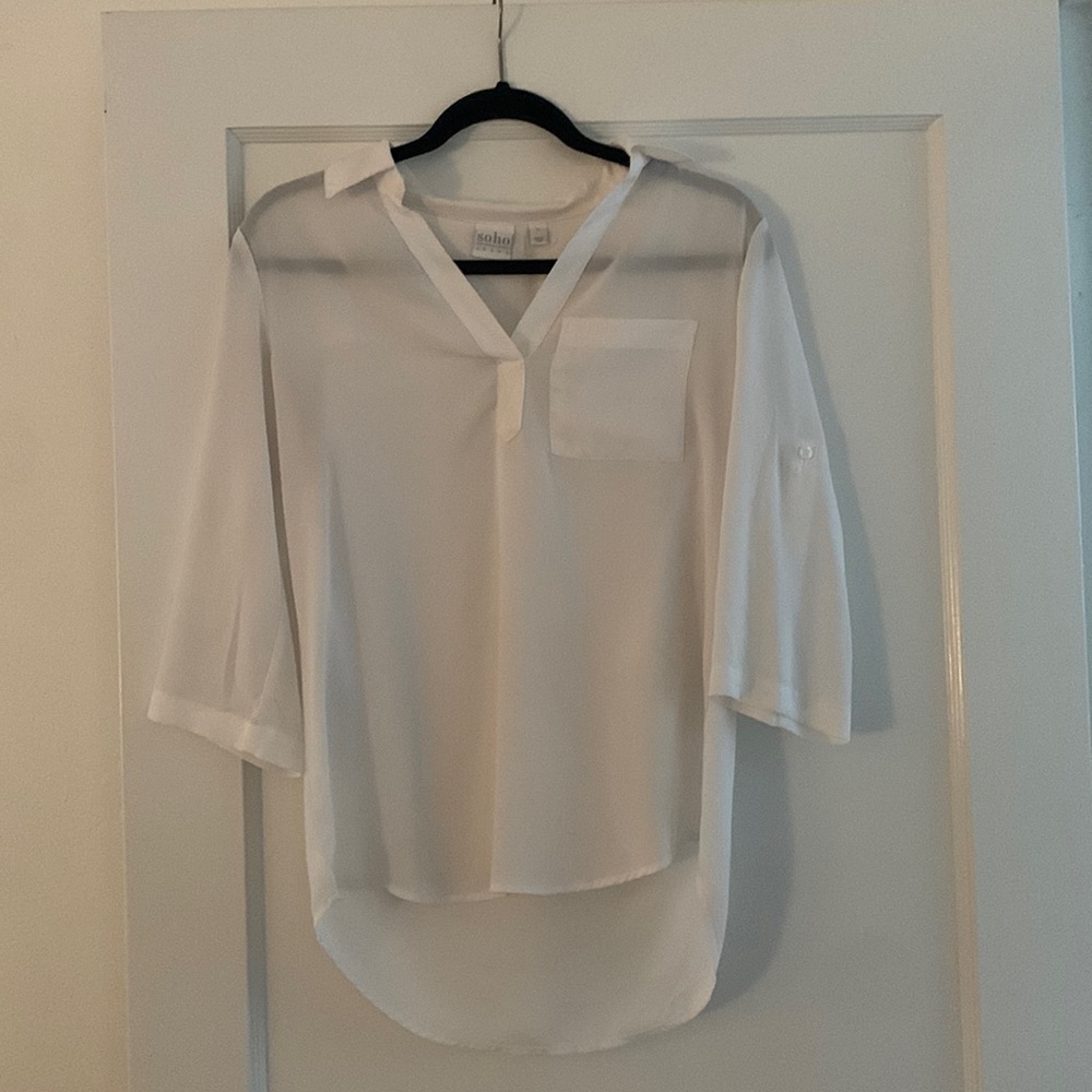 White Sheer Blouse Womens size XS (soho for New York & Co)